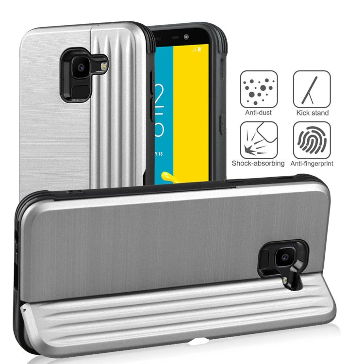 TPU + PC Protective Case for Galaxy J6 (2018), with Card Slot and Holder