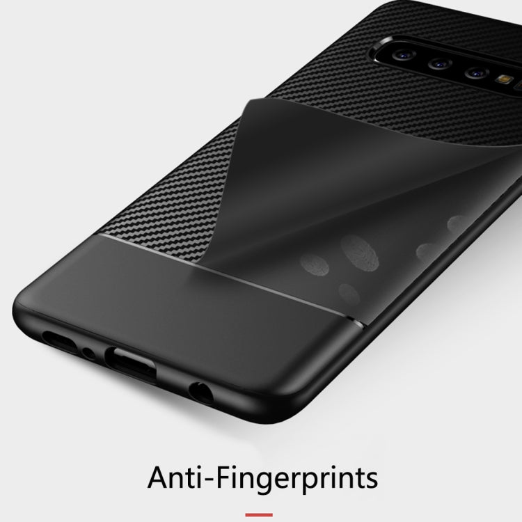 Lewei Series Carbon Fiber Texture TPU Protective Case for Galaxy S10