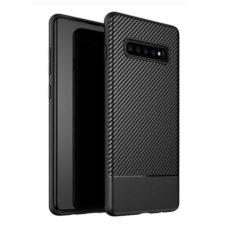 Lewei Series Carbon Fiber Texture TPU Protective Case for Galaxy S10 Plus