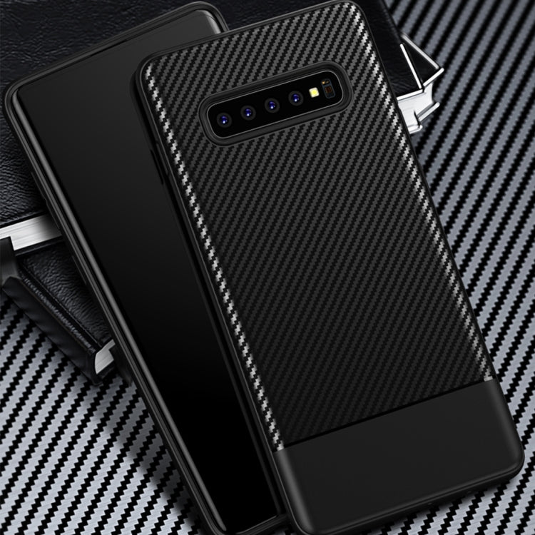 Lewei Series Carbon Fiber Texture TPU Protective Case for Galaxy S10 Plus