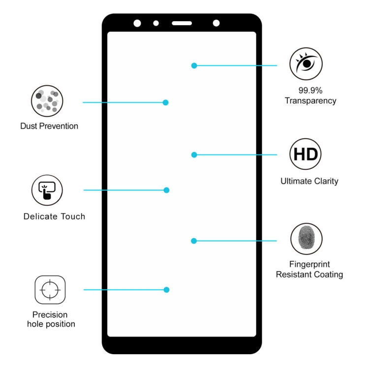 ENKAY Hat-prince Full Glue 0.26mm 9H 2.5D Tempered Glass Film for Galaxy A7 2018 (Black)