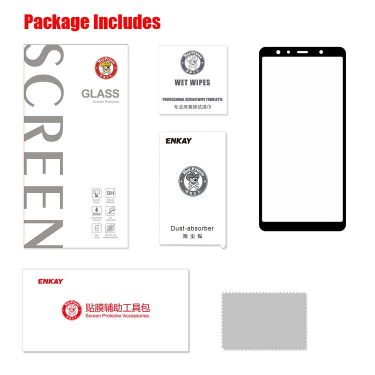 ENKAY Hat-prince Full Glue 0.26mm 9H 2.5D Tempered Glass Film for Galaxy A7 2018 (Black)