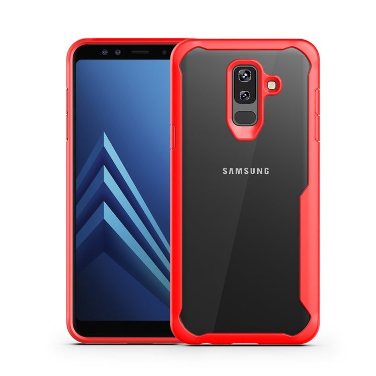 Transparent PC + TPU Full Coverage Shockproof Protective Case for Galaxy A6+ (2018) (Red)