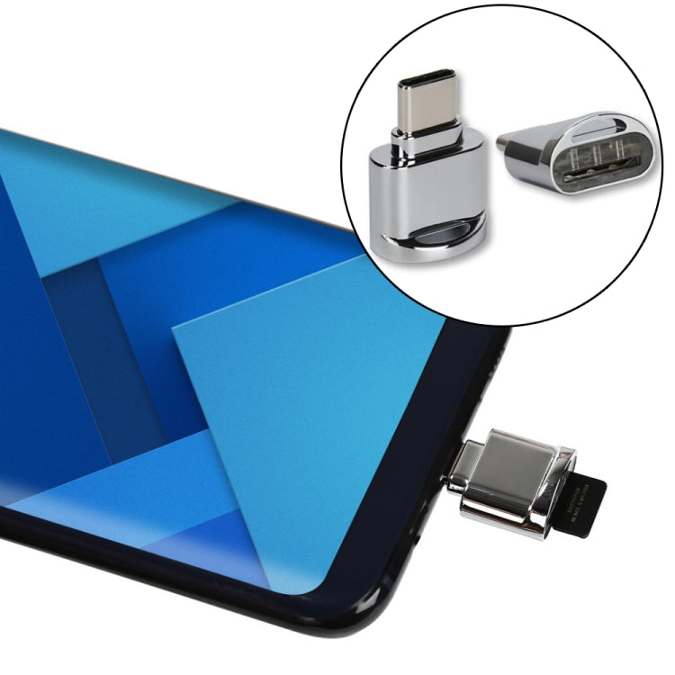 TF Card to USB-C / Type-C Male Aluminum Alloy OTG Adapter with Keychain
