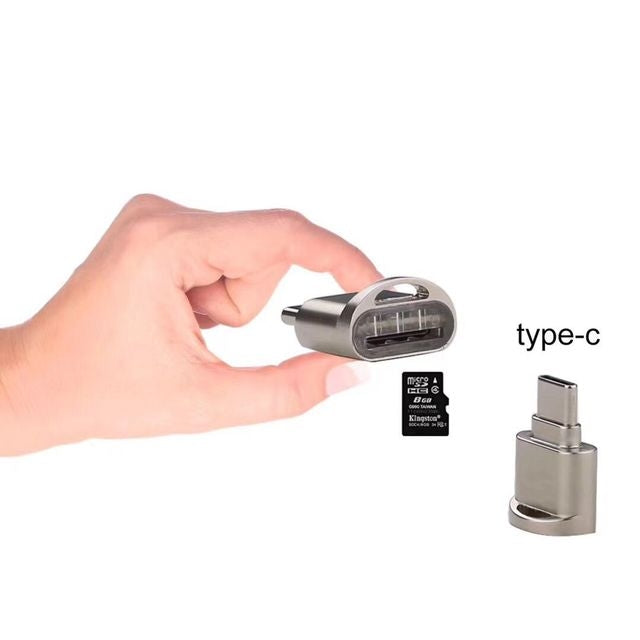 TF Card to USB-C / Type-C Male Aluminum Alloy OTG Adapter with Keychain