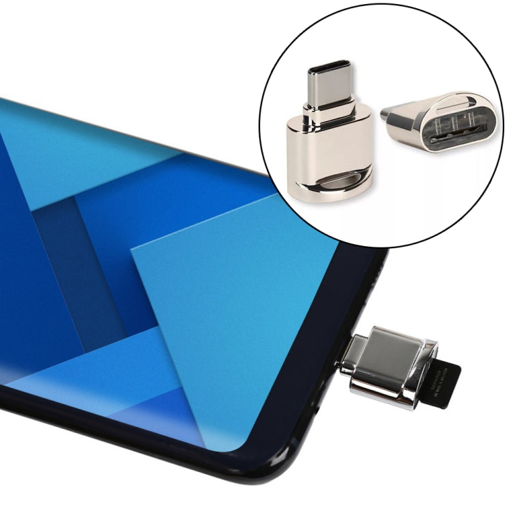 TF Card to USB-C / Type-C Male Aluminum Alloy OTG Adapter with Keychain