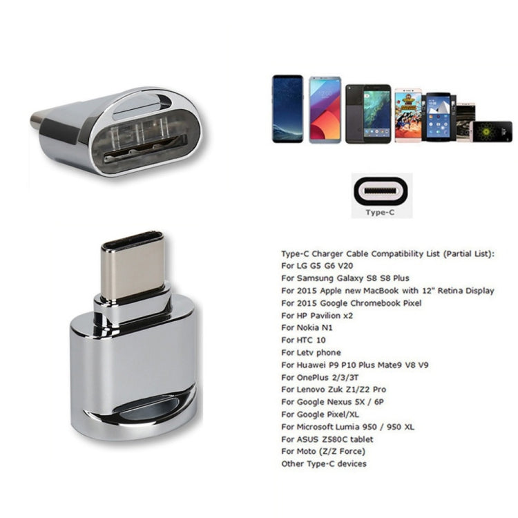 TF Card to USB-C / Type-C Male Aluminum Alloy OTG Adapter with Keychain