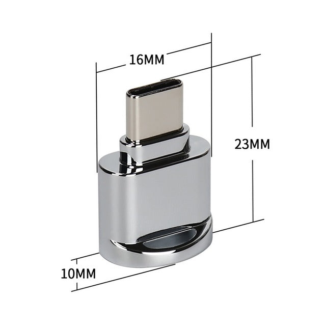 TF Card to USB-C / Type-C Male Aluminum Alloy OTG Adapter with Keychain