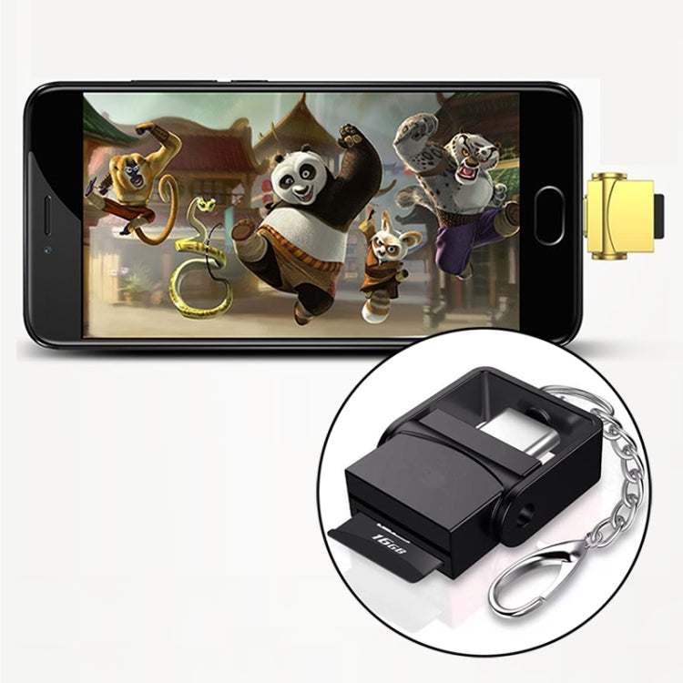 TF Card to USB-C / Type-C Zinc Alloy OTG Adapter with Keychain, For Galaxy S8 & S8 + / LG G6 / Huawei P10 & P10 Plus / Xiaomi Mi 6 & Max 2 and other Smartphones