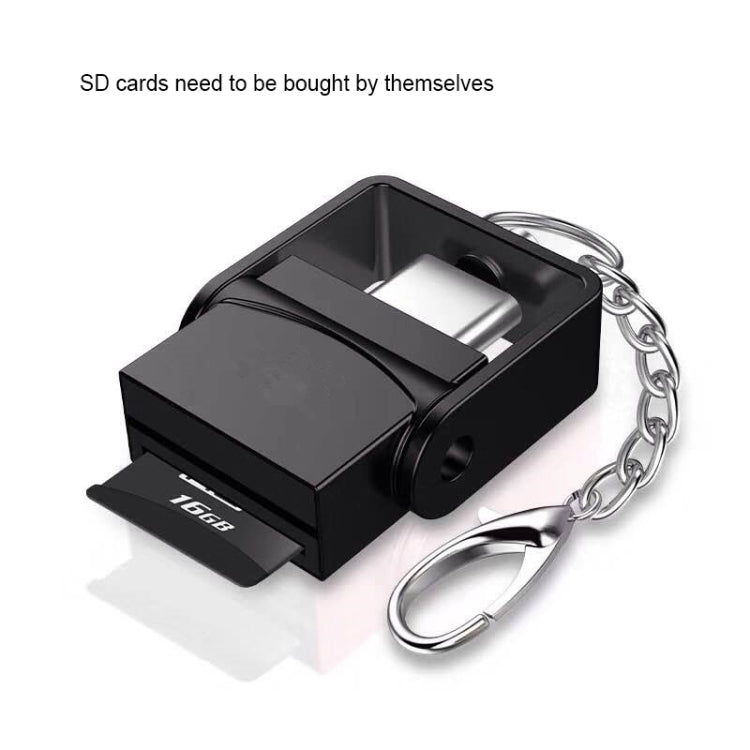 TF Card to USB-C / Type-C Zinc Alloy OTG Adapter with Keychain, For Galaxy S8 & S8 + / LG G6 / Huawei P10 & P10 Plus / Xiaomi Mi 6 & Max 2 and other Smartphones