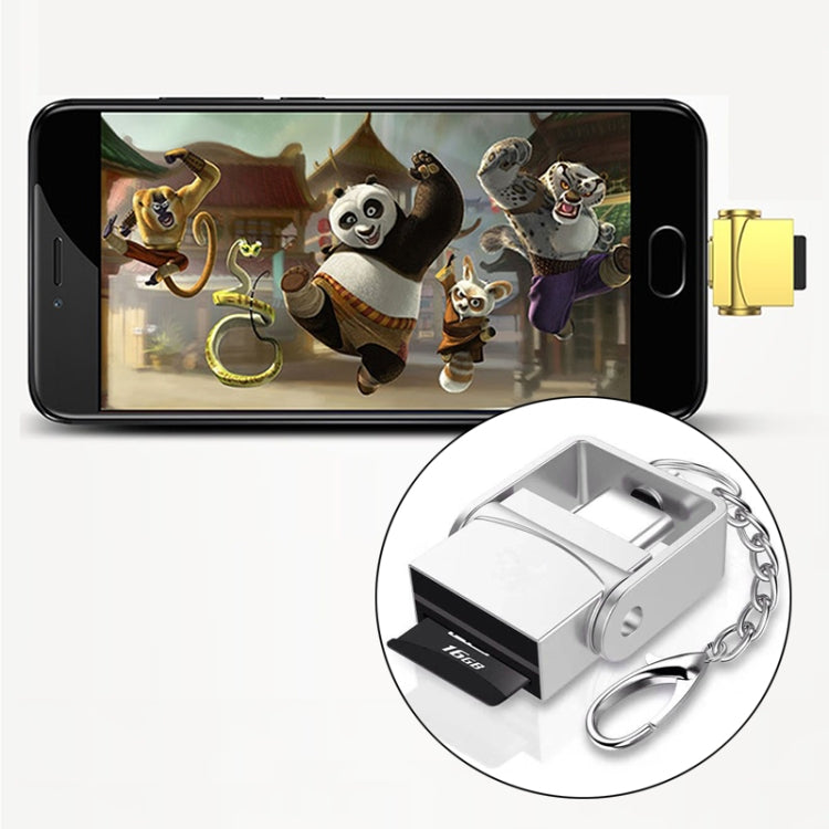 TF Card to USB-C / Type-C Zinc Alloy OTG Adapter with Keychain, For Galaxy S8 & S8 + / LG G6 / Huawei P10 & P10 Plus / Xiaomi Mi 6 & Max 2 and other Smartphones
