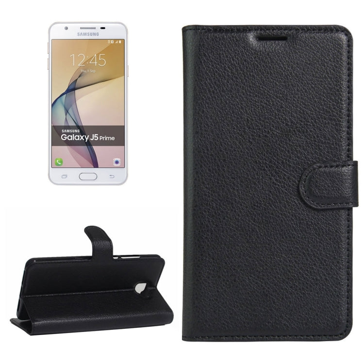 For Galaxy J5 Prime Litchi Texture Horizontal Flip PU Leather Case with Holder & Card Slots & Wallet