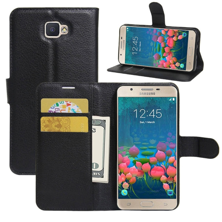 For Galaxy J5 Prime Litchi Texture Horizontal Flip PU Leather Case with Holder & Card Slots & Wallet