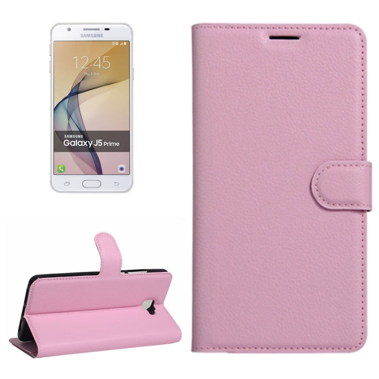 For Galaxy J5 Prime Litchi Texture Horizontal Flip PU Leather Case with Holder & Card Slots & Wallet