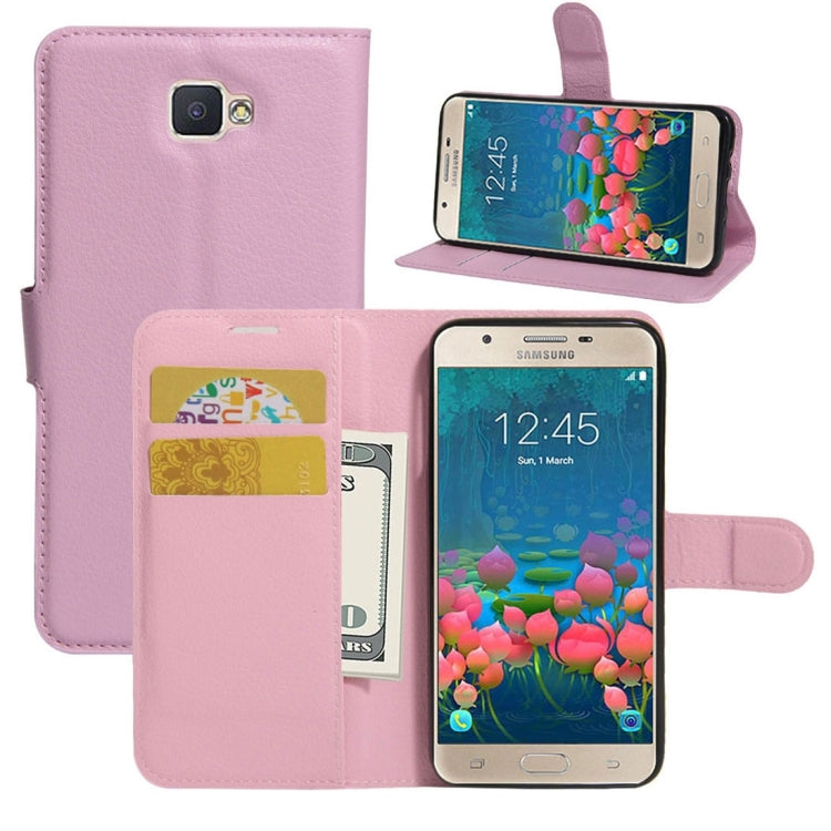 For Galaxy J5 Prime Litchi Texture Horizontal Flip PU Leather Case with Holder & Card Slots & Wallet