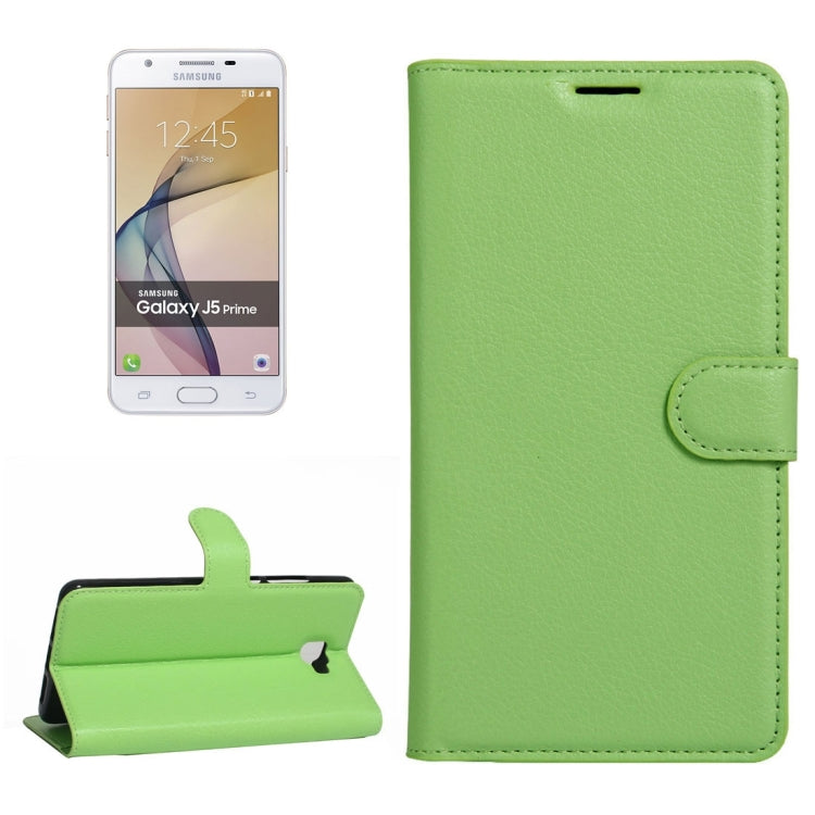For Galaxy J5 Prime Litchi Texture Horizontal Flip PU Leather Case with Holder & Card Slots & Wallet