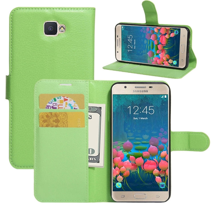 For Galaxy J5 Prime Litchi Texture Horizontal Flip PU Leather Case with Holder & Card Slots & Wallet