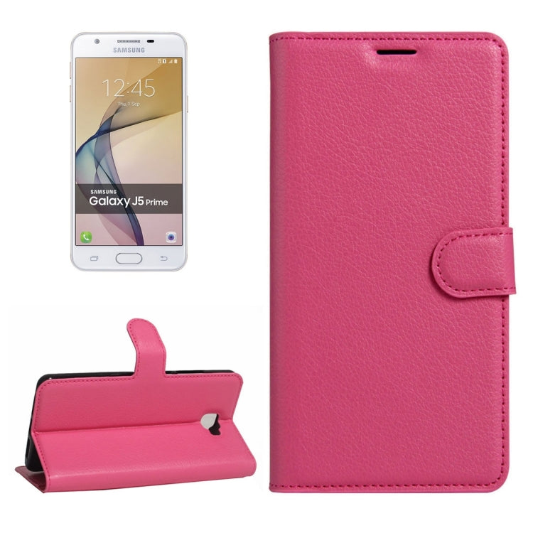 For Galaxy J5 Prime Litchi Texture Horizontal Flip PU Leather Case with Holder & Card Slots & Wallet