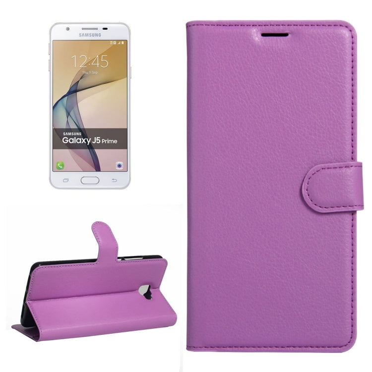 For Galaxy J5 Prime Litchi Texture Horizontal Flip PU Leather Case with Holder & Card Slots & Wallet