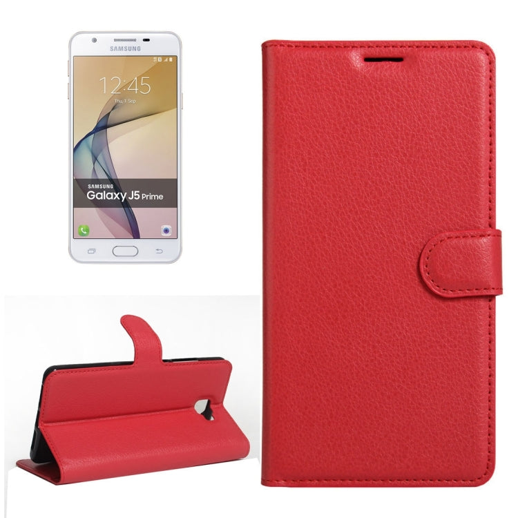 For Galaxy J5 Prime Litchi Texture Horizontal Flip PU Leather Case with Holder & Card Slots & Wallet