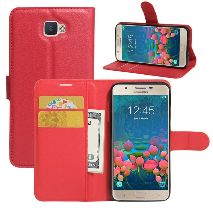 For Galaxy J5 Prime Litchi Texture Horizontal Flip PU Leather Case with Holder & Card Slots & Wallet