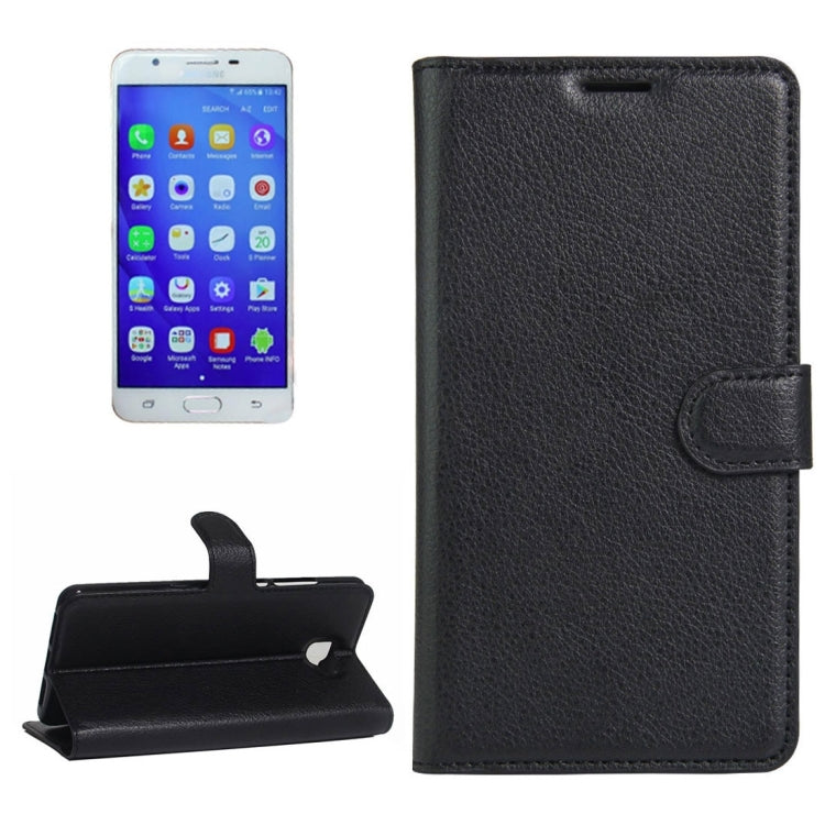 For Galaxy J7 Prime Litchi Texture Horizontal Flip PU Leather Case with Holder & Card Slots & Wallet