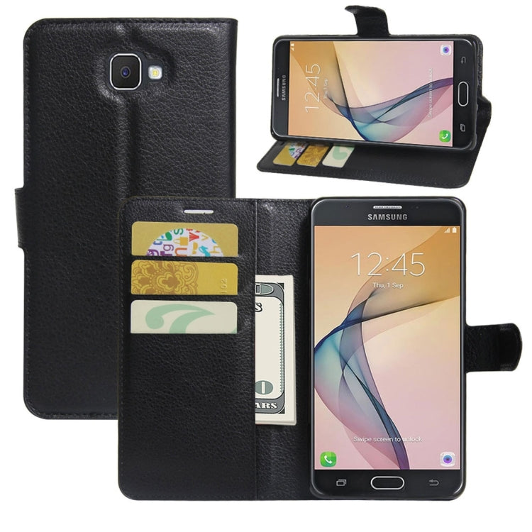 For Galaxy J7 Prime Litchi Texture Horizontal Flip PU Leather Case with Holder & Card Slots & Wallet