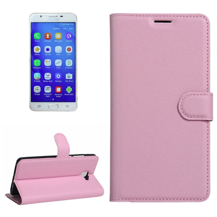 For Galaxy J7 Prime Litchi Texture Horizontal Flip PU Leather Case with Holder & Card Slots & Wallet