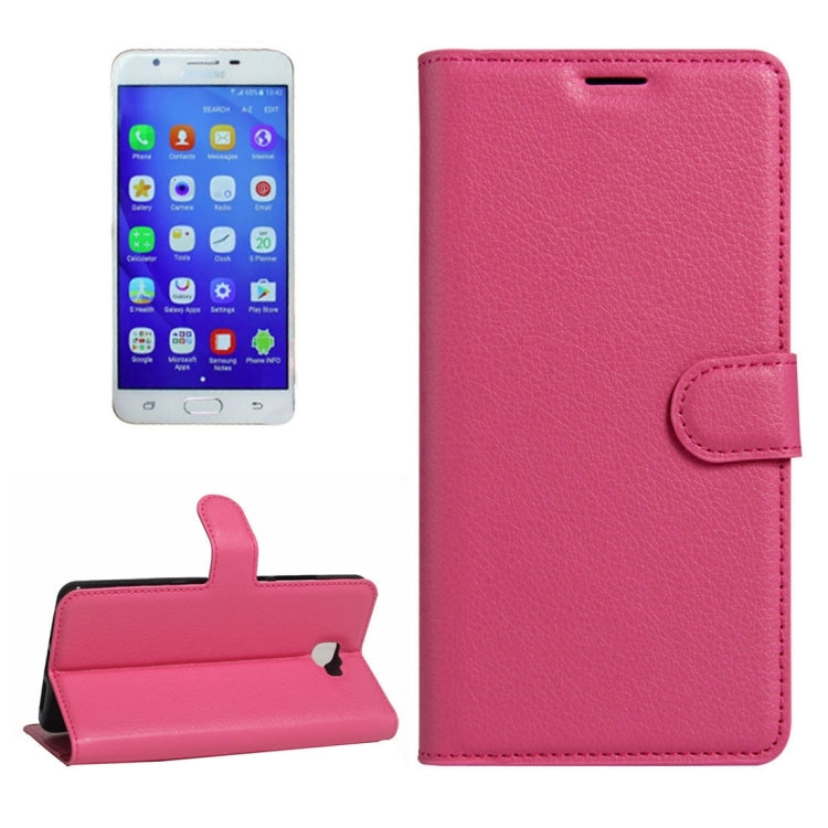 For Galaxy J7 Prime Litchi Texture Horizontal Flip PU Leather Case with Holder & Card Slots & Wallet