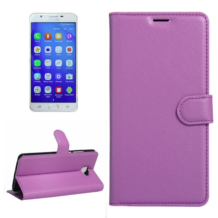 For Galaxy J7 Prime Litchi Texture Horizontal Flip PU Leather Case with Holder & Card Slots & Wallet