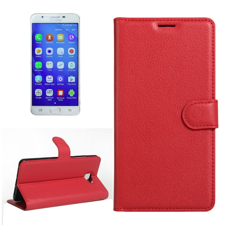 For Galaxy J7 Prime Litchi Texture Horizontal Flip PU Leather Case with Holder & Card Slots & Wallet