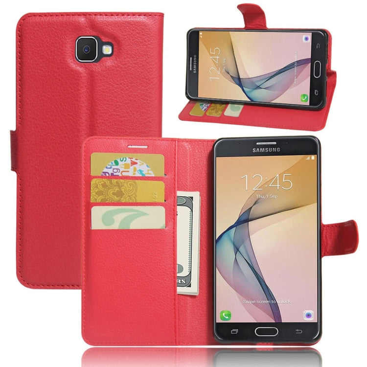 For Galaxy J7 Prime Litchi Texture Horizontal Flip PU Leather Case with Holder & Card Slots & Wallet