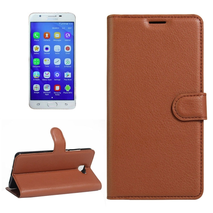 For Galaxy J7 Prime Litchi Texture Horizontal Flip PU Leather Case with Holder & Card Slots & Wallet