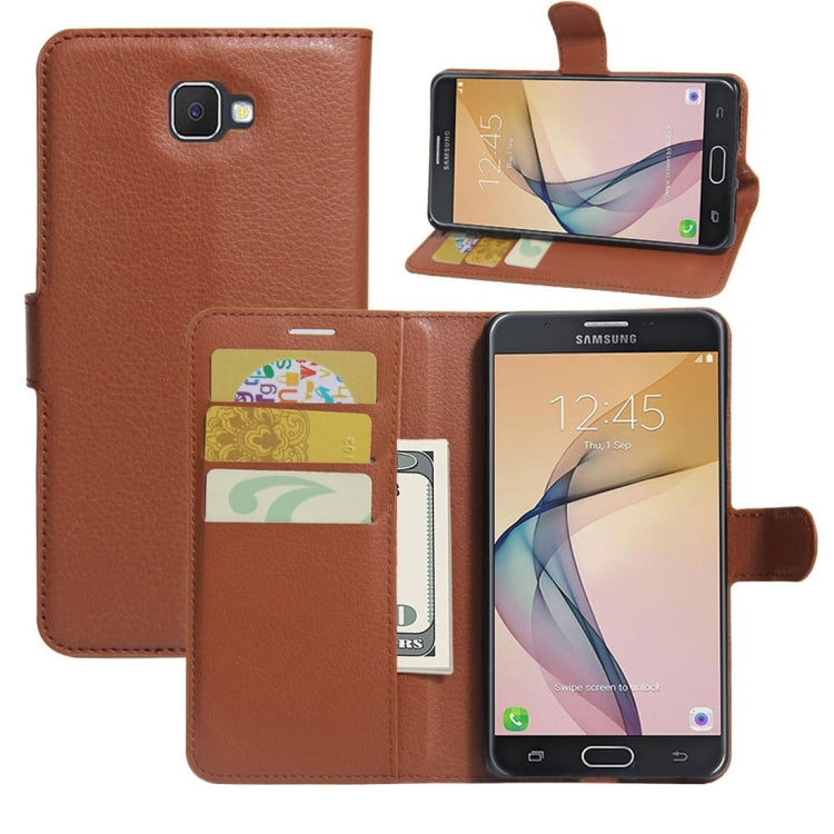 For Galaxy J7 Prime Litchi Texture Horizontal Flip PU Leather Case with Holder & Card Slots & Wallet