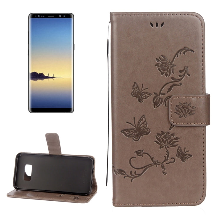 For Galaxy Note 8 Lotus Butterfly Pattern Horizontal Flip Leather Case with Holder & Card Slots & Wallet & Lanyard