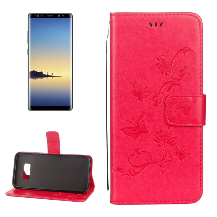 For Galaxy Note 8 Lotus Butterfly Pattern Horizontal Flip Leather Case with Holder & Card Slots & Wallet & Lanyard
