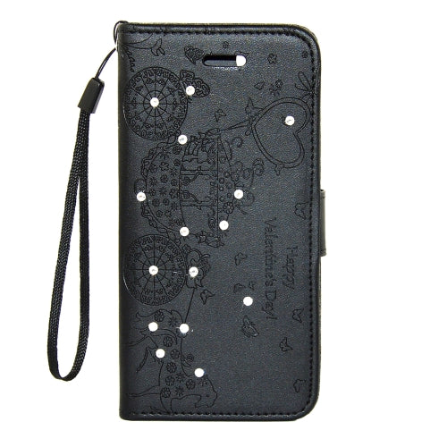 For Galaxy Note 7 / N930 Pressed Flower Butterfly Carriage Pattern Diamond Encrusted Horizontal Flip Leather Case with Holder & Card Slots & Wallet & Photo Frame & Lanyard