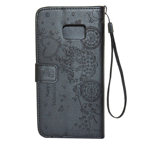 For Galaxy Note 7 / N930 Pressed Flower Butterfly Carriage Pattern Diamond Encrusted Horizontal Flip Leather Case with Holder & Card Slots & Wallet & Photo Frame & Lanyard