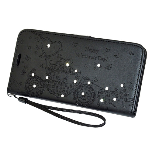 For Galaxy Note 7 / N930 Pressed Flower Butterfly Carriage Pattern Diamond Encrusted Horizontal Flip Leather Case with Holder & Card Slots & Wallet & Photo Frame & Lanyard