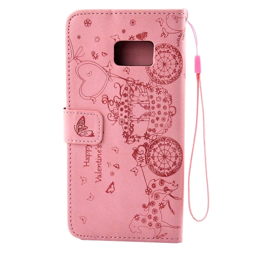 For Galaxy Note 7 / N930 Pressed Flower Butterfly Carriage Pattern Diamond Encrusted Horizontal Flip Leather Case with Holder & Card Slots & Wallet & Photo Frame & Lanyard