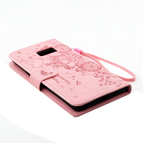 For Galaxy Note 7 / N930 Pressed Flower Butterfly Carriage Pattern Diamond Encrusted Horizontal Flip Leather Case with Holder & Card Slots & Wallet & Photo Frame & Lanyard