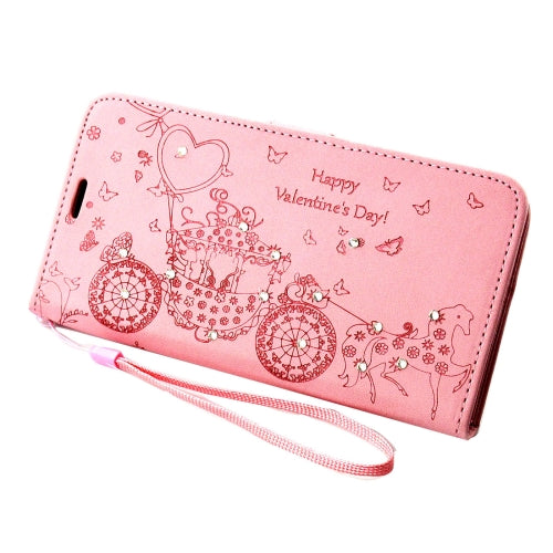 For Galaxy Note 7 / N930 Pressed Flower Butterfly Carriage Pattern Diamond Encrusted Horizontal Flip Leather Case with Holder & Card Slots & Wallet & Photo Frame & Lanyard