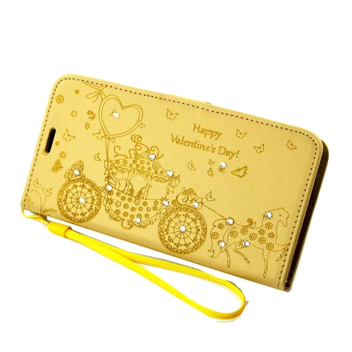 For Galaxy Note 7 / N930 Pressed Flower Butterfly Carriage Pattern Diamond Encrusted Horizontal Flip Leather Case with Holder & Card Slots & Wallet & Photo Frame & Lanyard