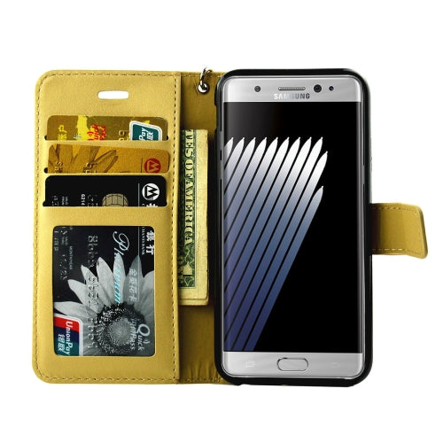 For Galaxy Note 7 / N930 Pressed Flower Butterfly Carriage Pattern Diamond Encrusted Horizontal Flip Leather Case with Holder & Card Slots & Wallet & Photo Frame & Lanyard