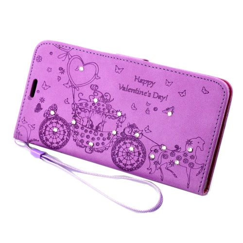 For Galaxy Note 7 / N930 Pressed Flower Butterfly Carriage Pattern Diamond Encrusted Horizontal Flip Leather Case with Holder & Card Slots & Wallet & Photo Frame & Lanyard