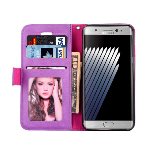 For Galaxy Note 7 / N930 Pressed Flower Butterfly Carriage Pattern Diamond Encrusted Horizontal Flip Leather Case with Holder & Card Slots & Wallet & Photo Frame & Lanyard