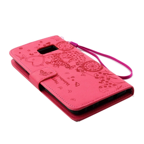 For Galaxy Note 7 / N930 Pressed Flower Butterfly Carriage Pattern Diamond Encrusted Horizontal Flip Leather Case with Holder & Card Slots & Wallet & Photo Frame & Lanyard