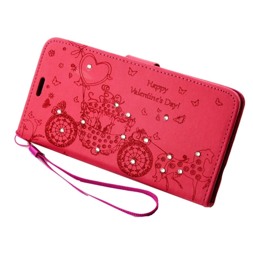 For Galaxy Note 7 / N930 Pressed Flower Butterfly Carriage Pattern Diamond Encrusted Horizontal Flip Leather Case with Holder & Card Slots & Wallet & Photo Frame & Lanyard
