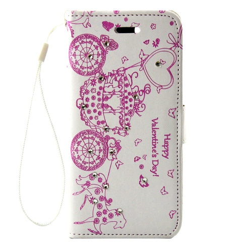 For Galaxy Note 7 / N930 Pressed Flower Butterfly Carriage Pattern Diamond Encrusted Horizontal Flip Leather Case with Holder & Card Slots & Wallet & Photo Frame & Lanyard