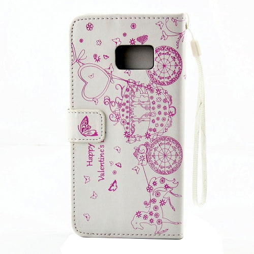 For Galaxy Note 7 / N930 Pressed Flower Butterfly Carriage Pattern Diamond Encrusted Horizontal Flip Leather Case with Holder & Card Slots & Wallet & Photo Frame & Lanyard